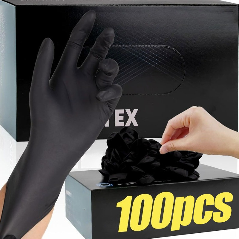 Latex Disposable Glove - Black Disposable Gloves Unisex Thick Nitrile