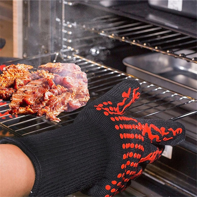 Flame Retardant Non-slip BBQ F - Oven Mitt Silicone recension och pris