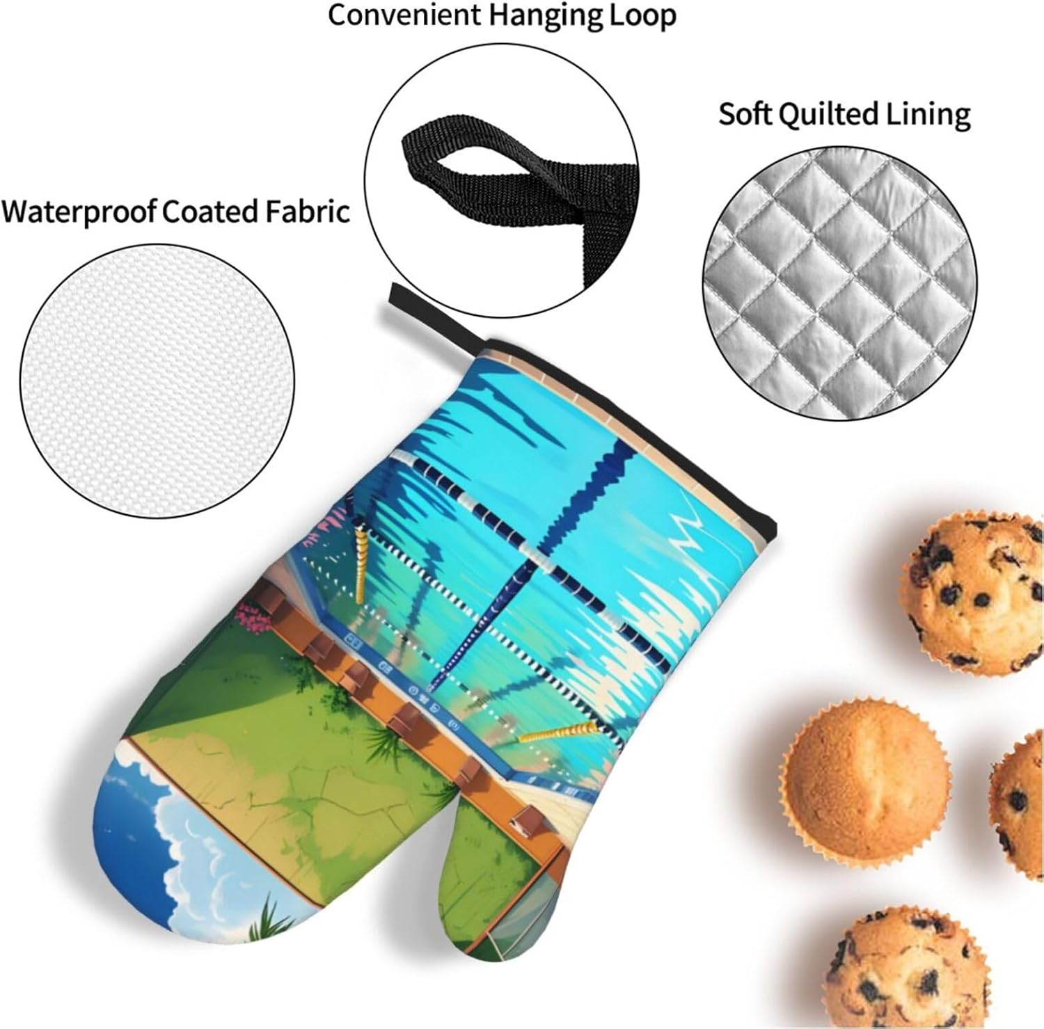 Flamingo and Swimming Pool Sil - Oven Mitt Silicone recension och pris